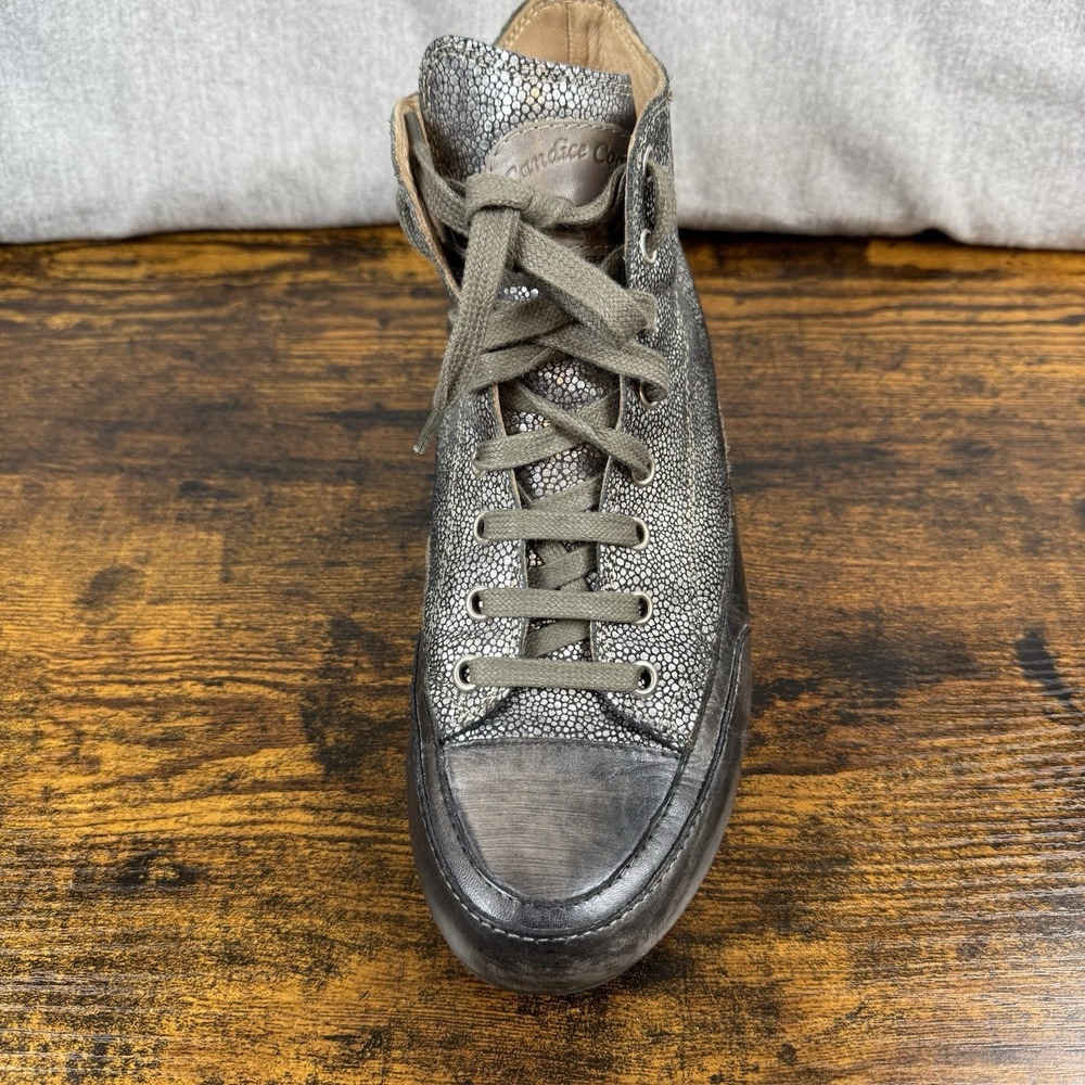 Candice‎ Cooper Dark-Gray Leather HighTop Sneakers Shoes Womens EUR 39/ US 7 - Picture 6 of 16